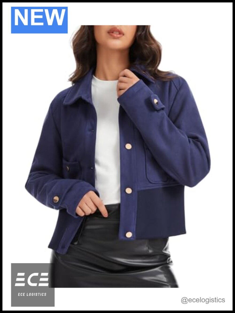 Faux Suede Cropped Button Down Jacket Casual Fall Coat